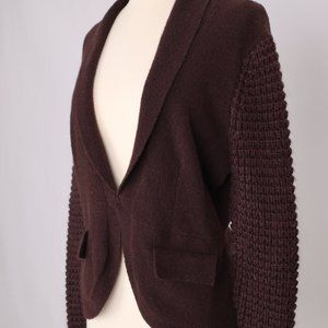 ❄️ Magaschoni Brown Open Cable Weave Knit Alpaca Wool Angora Cashmere Sweater S